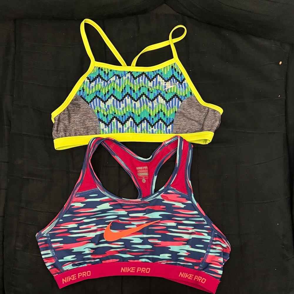 Nike Pro Sports Bras - Blue and Pink and Speedo Vibrant Colors